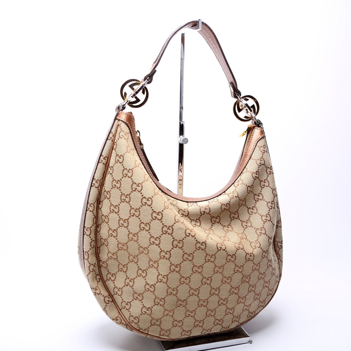 Gucci GG Twins Canvas Brown Tan Shoulder Bag
