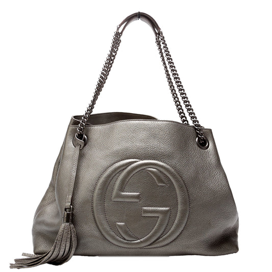 Gucci Soho Leather Grey Medium Shoulder Bag