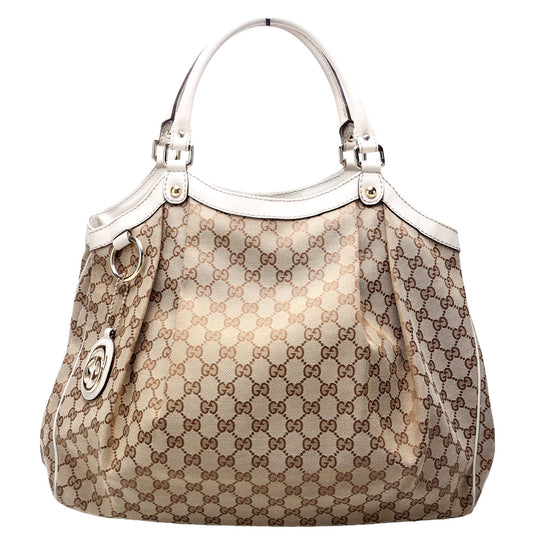 Gucci Sukey GG Canvas White Large Travel Bag