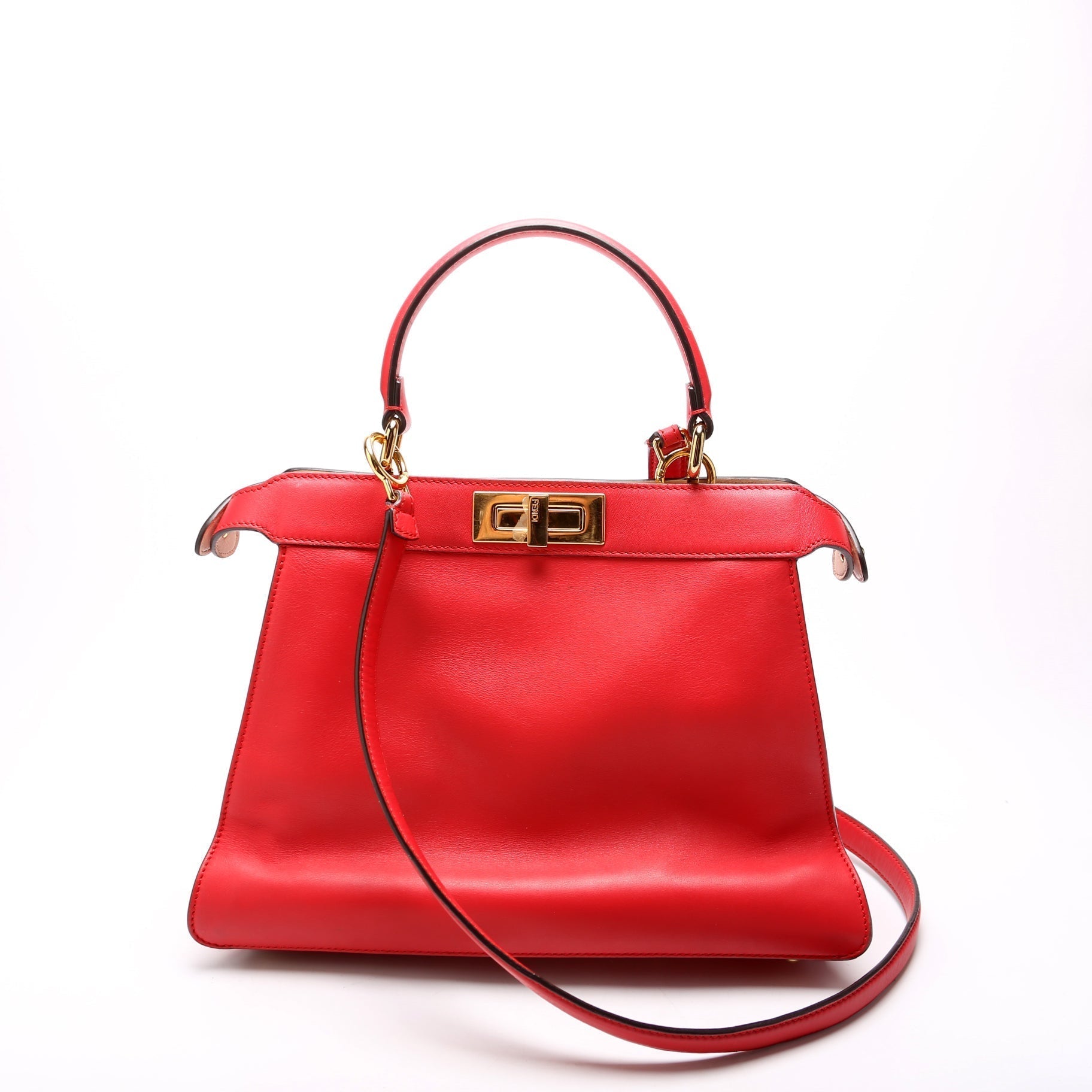Fendi Peekaboo Iseeu Bag Leather Vitello Red Travel Bag