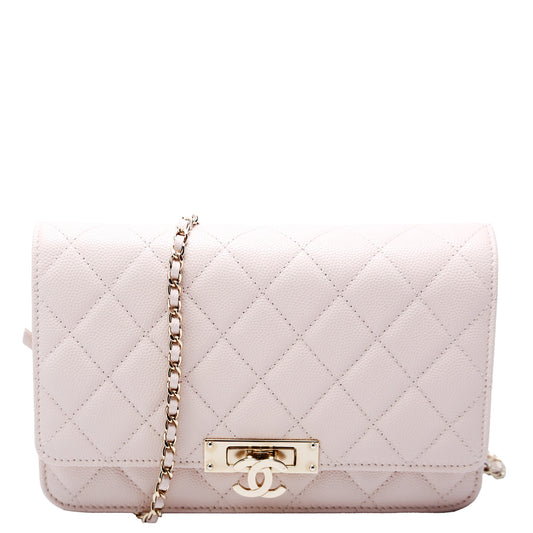 Chanel WOC Golden Class Quilted Caviar 24M Beige Clutch Bag