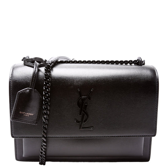 YSL Saint Laurent Saint Laurent Sunset Smooth Bag Leather Black Travel Bag