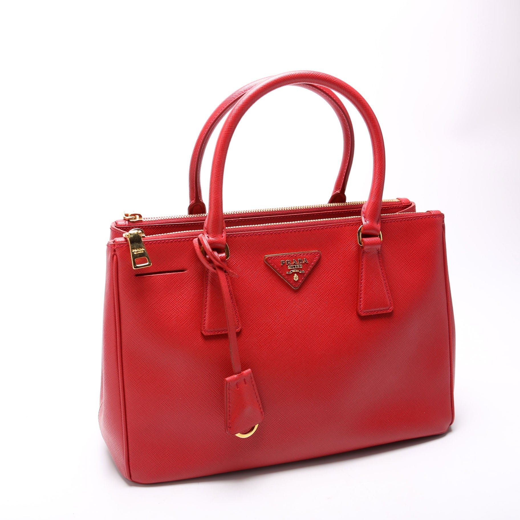 Prada Saffiano Galleria Bag Red Medium Travel Bag