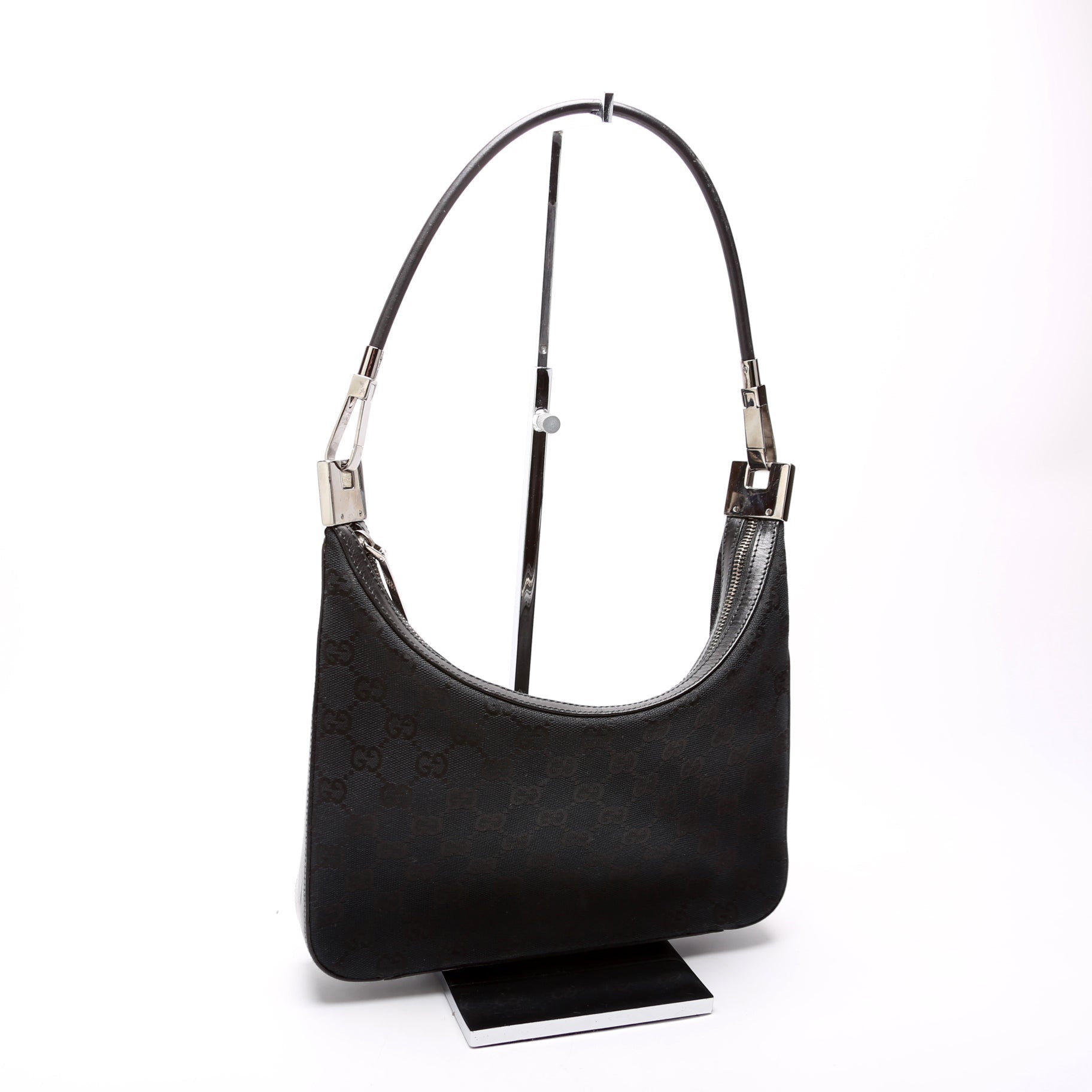 Gucci 001 GG Canvas Black Small Shoulder Bag