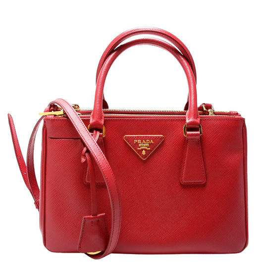 Prada Saffiano Galleria Bag Red Small Travel Bag