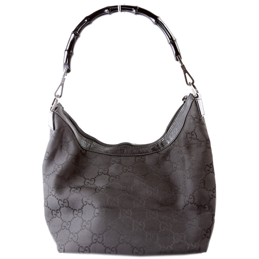 Gucci 000- GG Bamboo Nylon Black Shoulder Bag