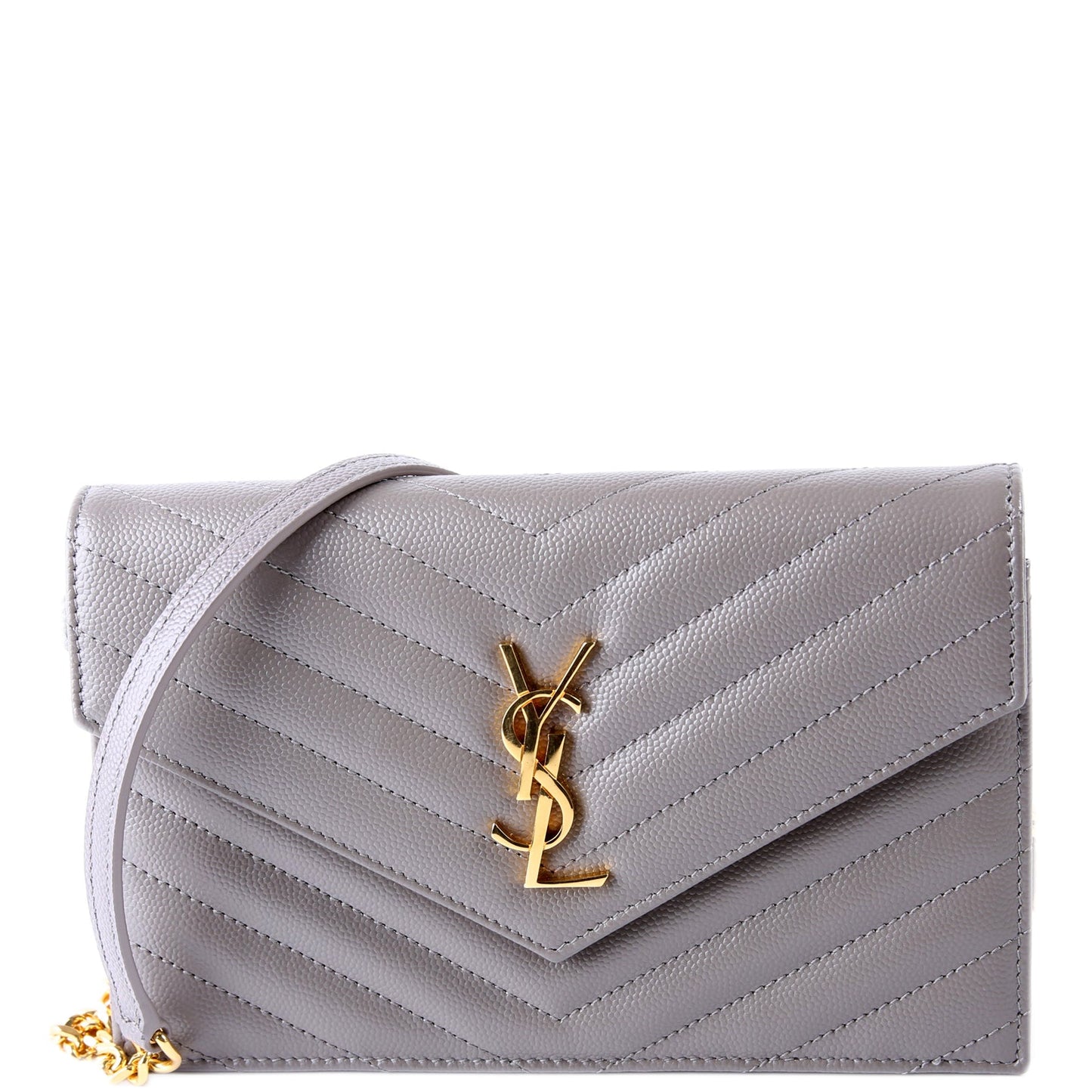 YSL Saint Laurent Envelope Wallet Grey Bag Chain Travel Bag