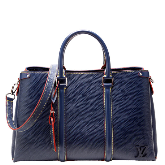 Louis Vuitton Soufflot Navy MM Epi Handbag