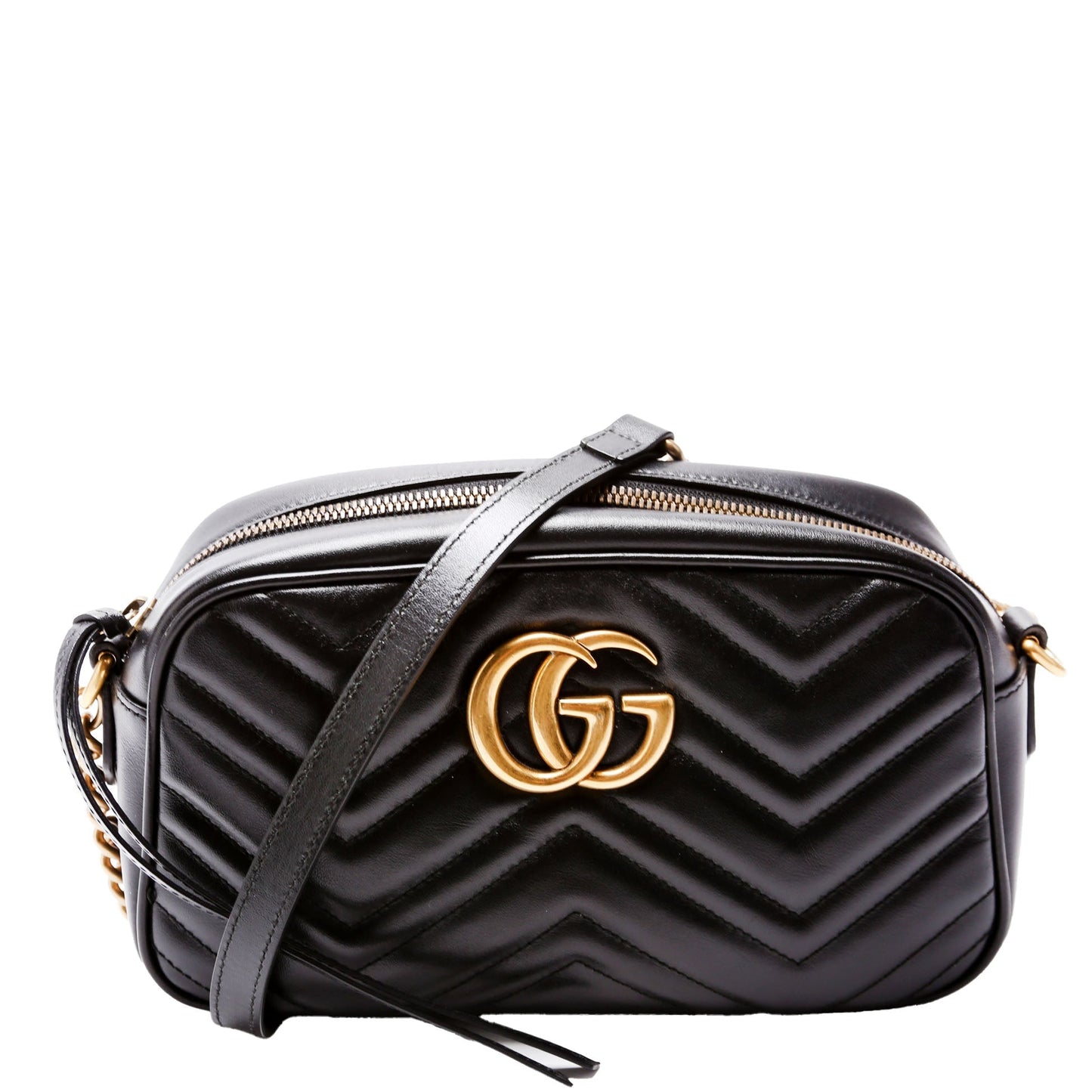 Gucci Marmont Camera Leather Black Small Travel Bag Black 3