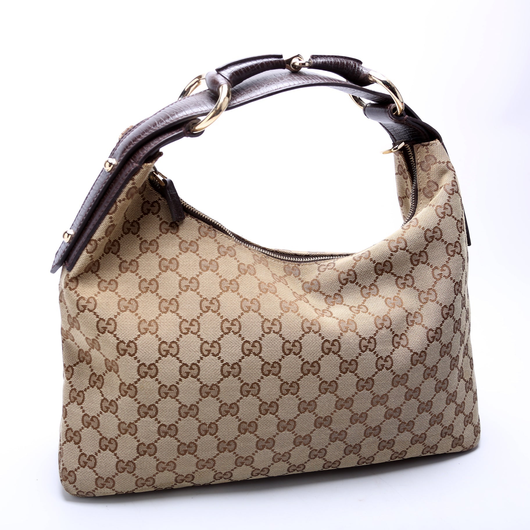 Gucci Horsebit GG Canvas Shoulder Bag Hobo 3