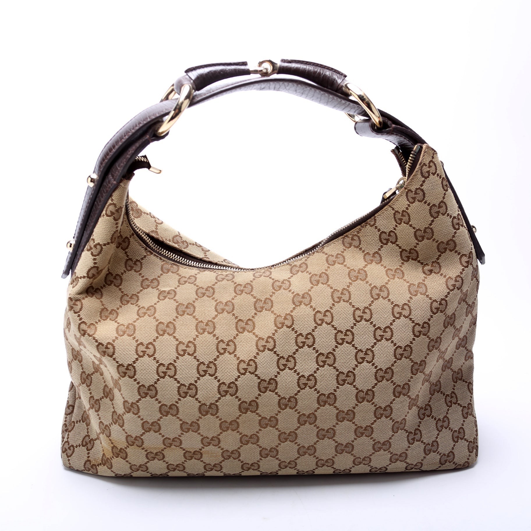 Gucci Horsebit GG Canvas Shoulder Bag Hobo 3