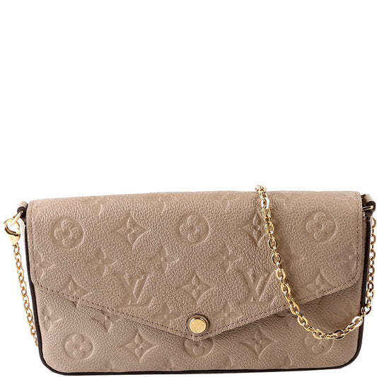 Louis Vuitton Pochette Felicie Turtledove Empreinte Clutch Bag