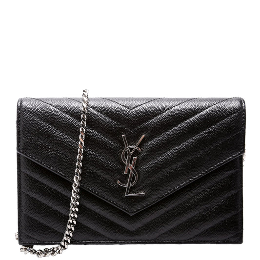 YSL Saint Laurent Saint Laurent Envelope Wallet Bag Black Chain Travel Bag