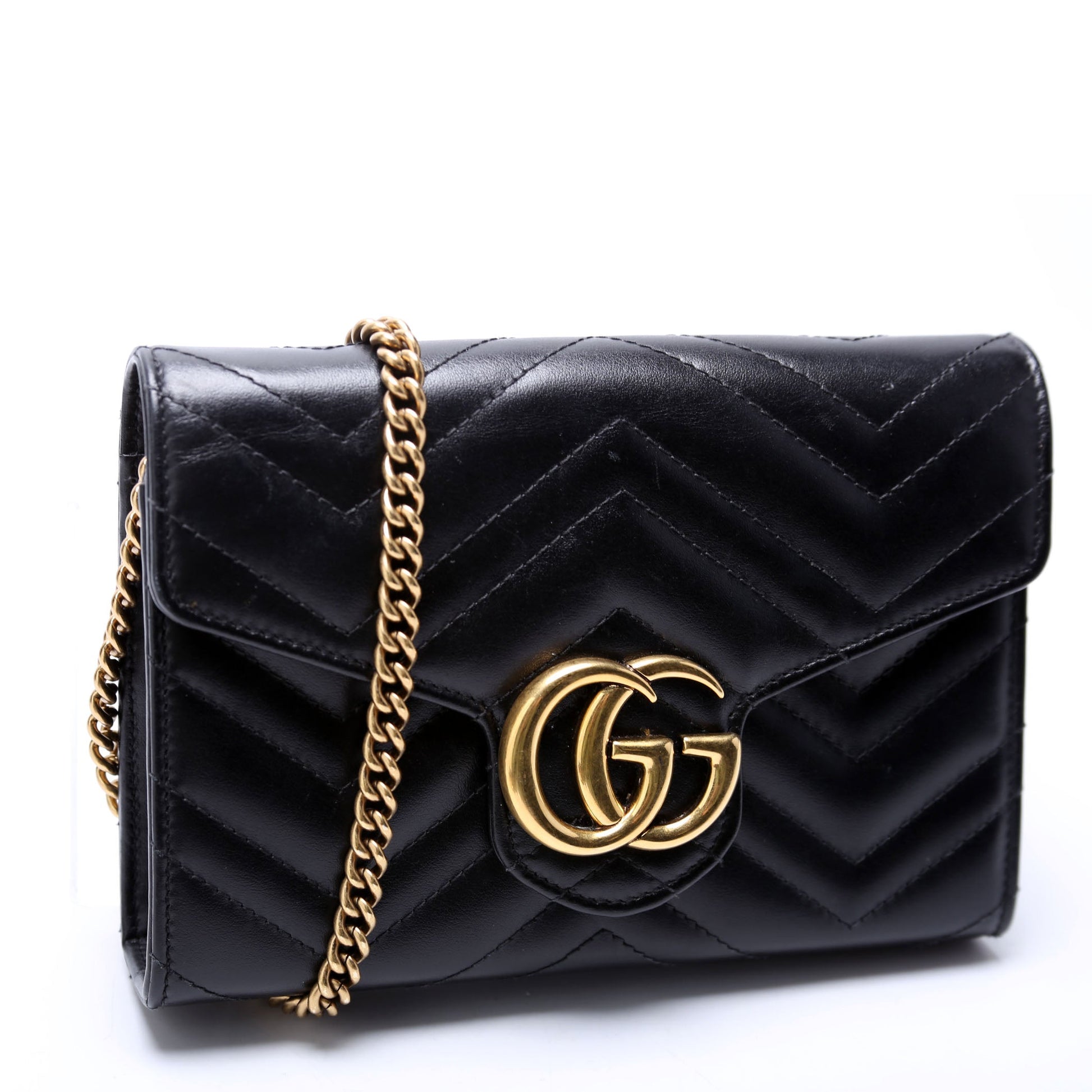 Gucci Marmont Black Chain Wallet Case Black 2