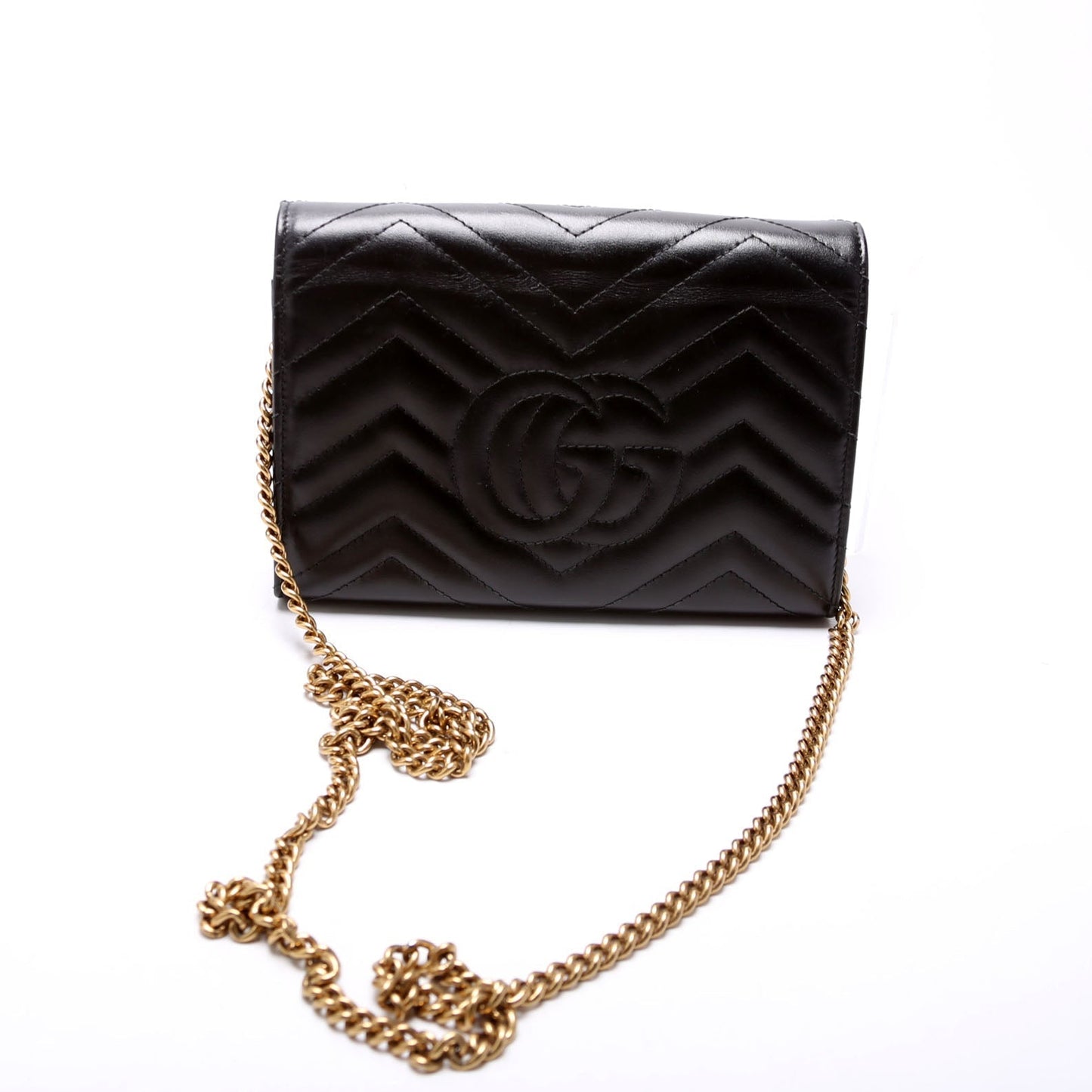 Gucci Marmont Black Chain Wallet Case Black 2