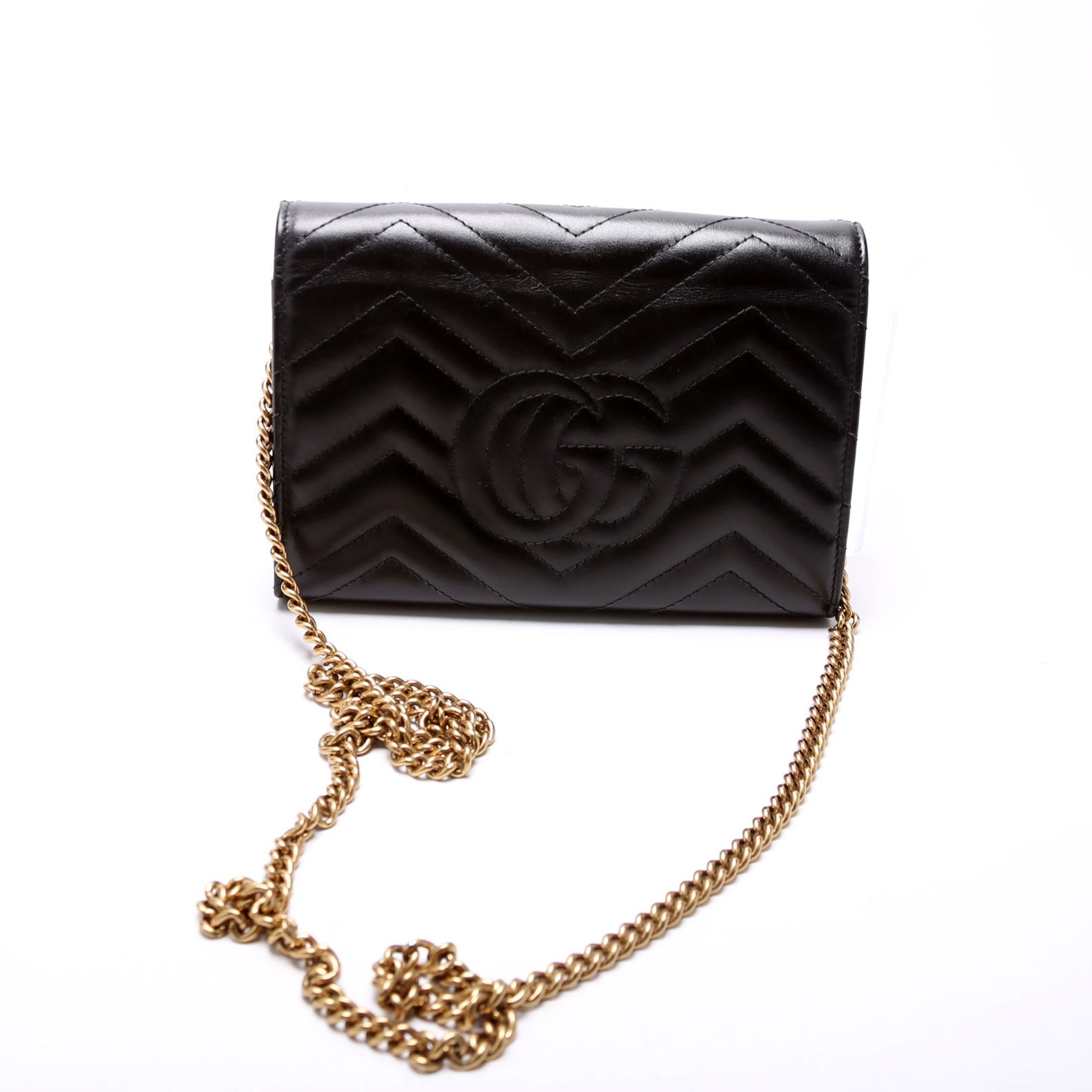 Gucci Marmont Black Chain Wallet Case Black 2