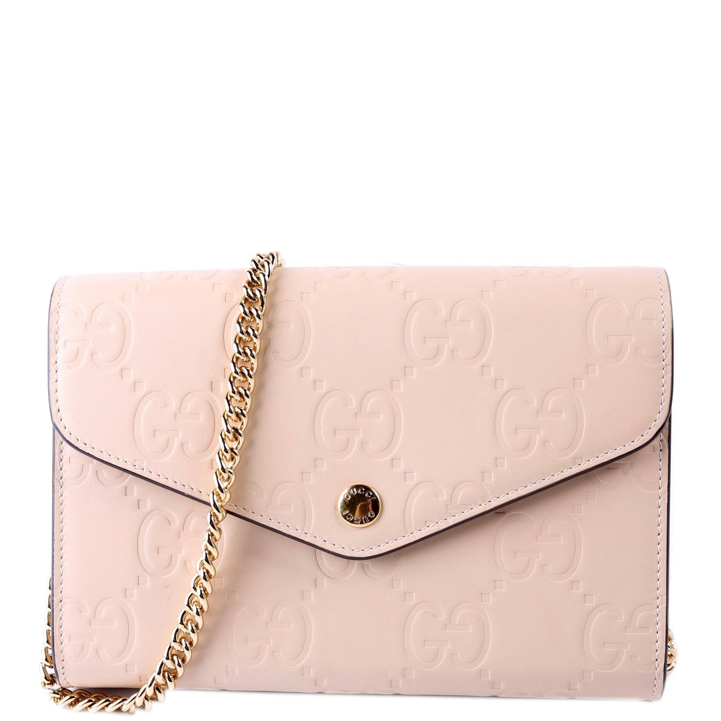 Gucci GG Leather Tan Chain Wallet Case
