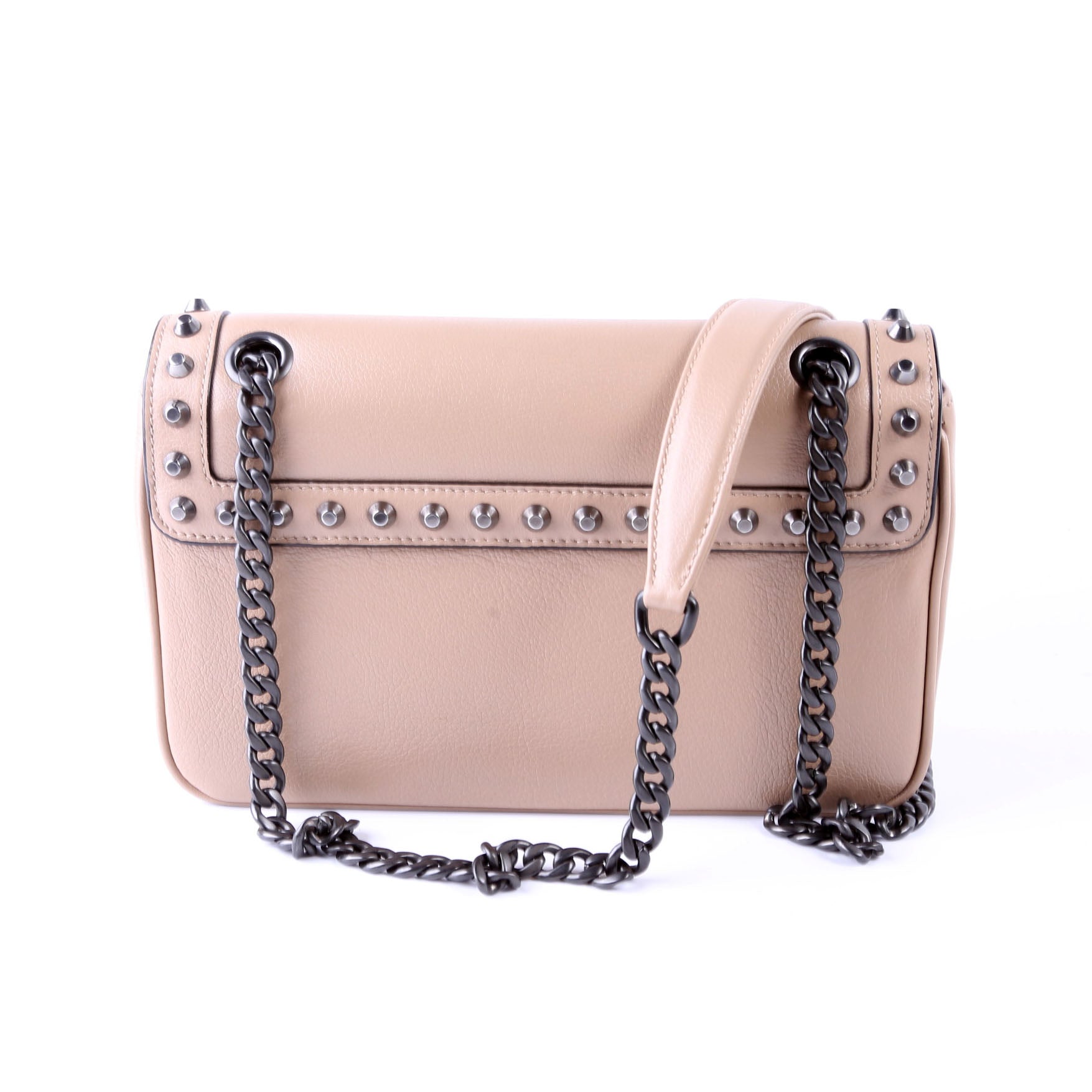 Prada Glace Calfskin Studded Crossbody Bag Tan