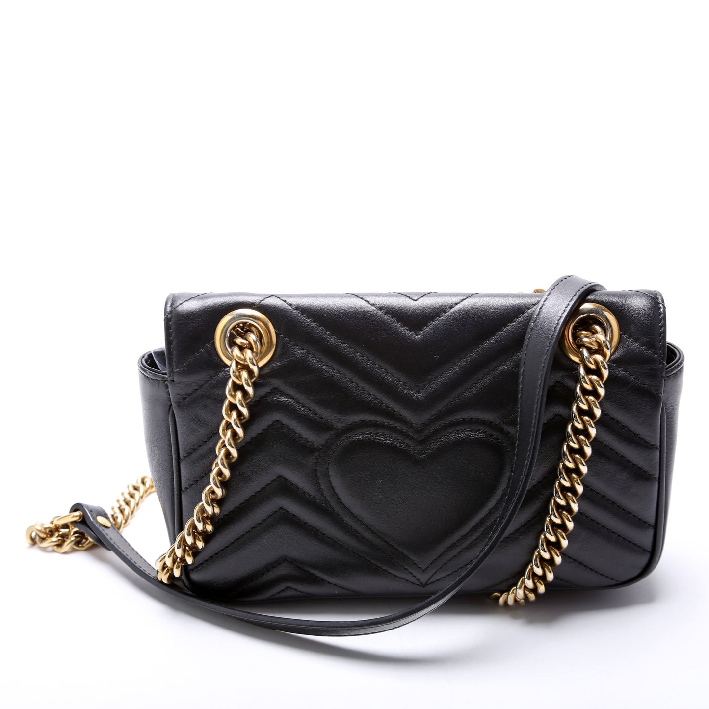 Gucci Marmont Leather Black Mini Flap Shoulder Bag