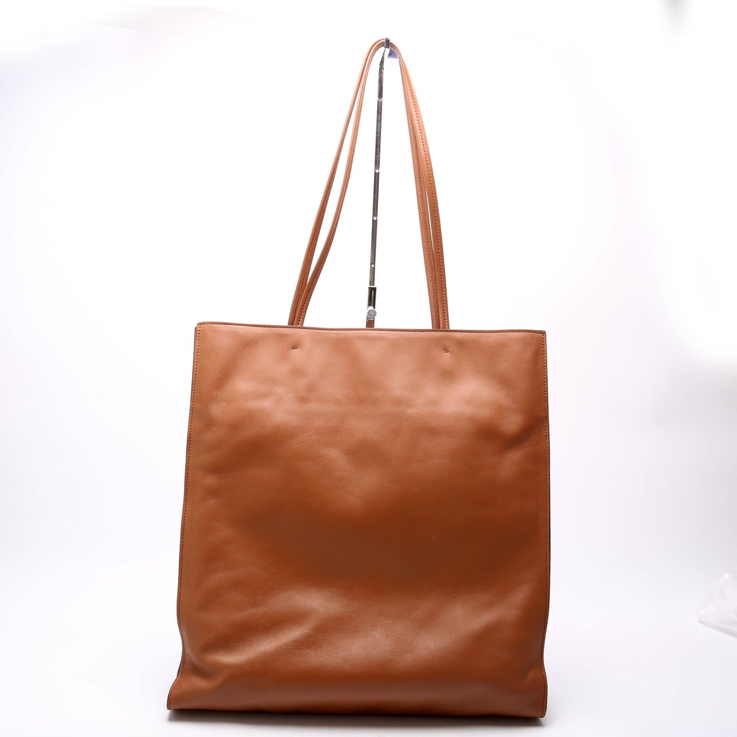 Prada Soft Calfskin Triangle Shopper Tote Bag Brown Logo