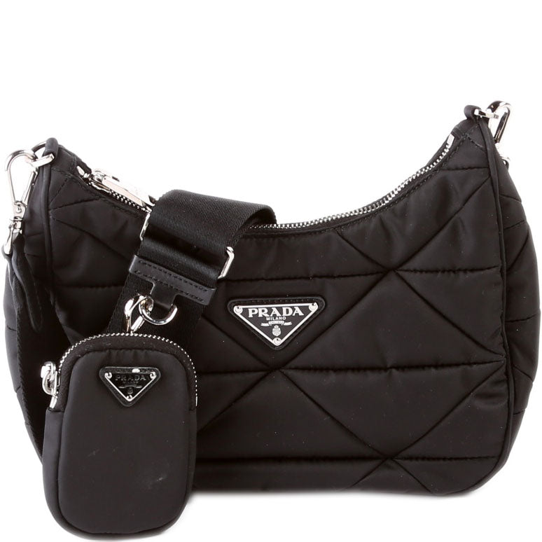 Prada Padded Re Shoulder Bag Nylon Black Black Bag