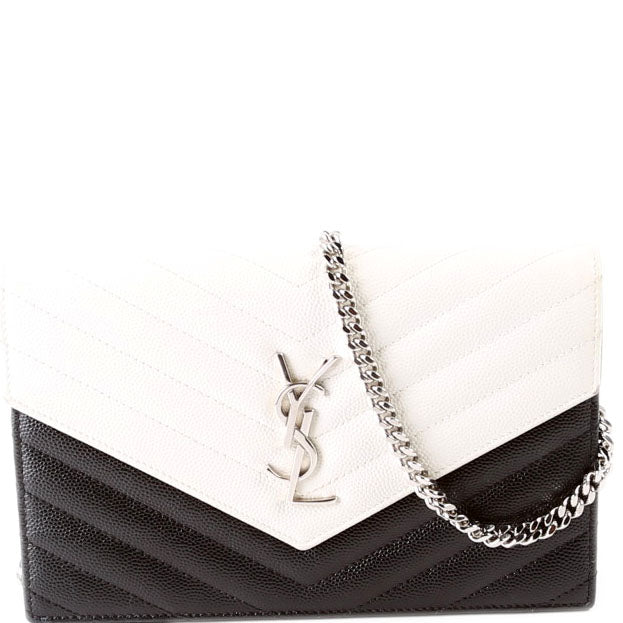 YSL Saint Laurent Saint Laurent Envelope Wallet Bag Black White Travel Bag