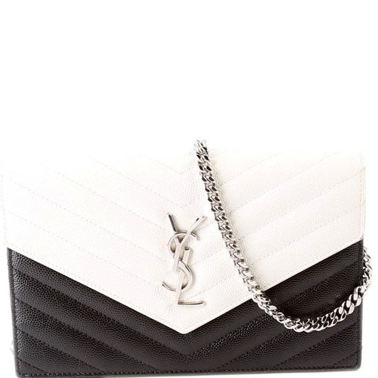 YSL Saint Laurent Saint Laurent Envelope Wallet Bag Black White Travel Bag