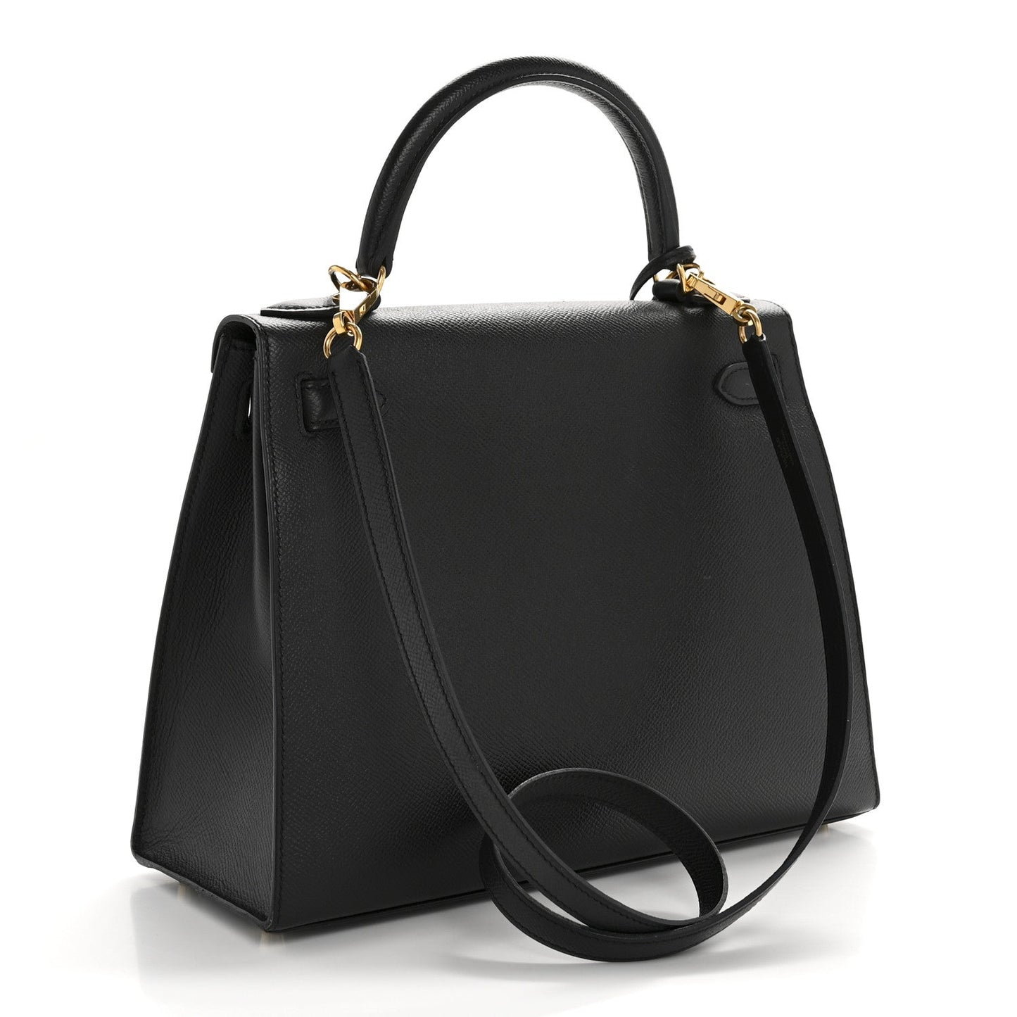 Hermes Epsom Kelly Sellier Handbag Black Travel Bag 28 Black 1764009