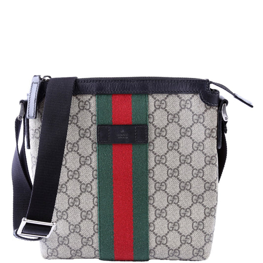 Gucci GG Supreme Web Messenger Black Travel Bag