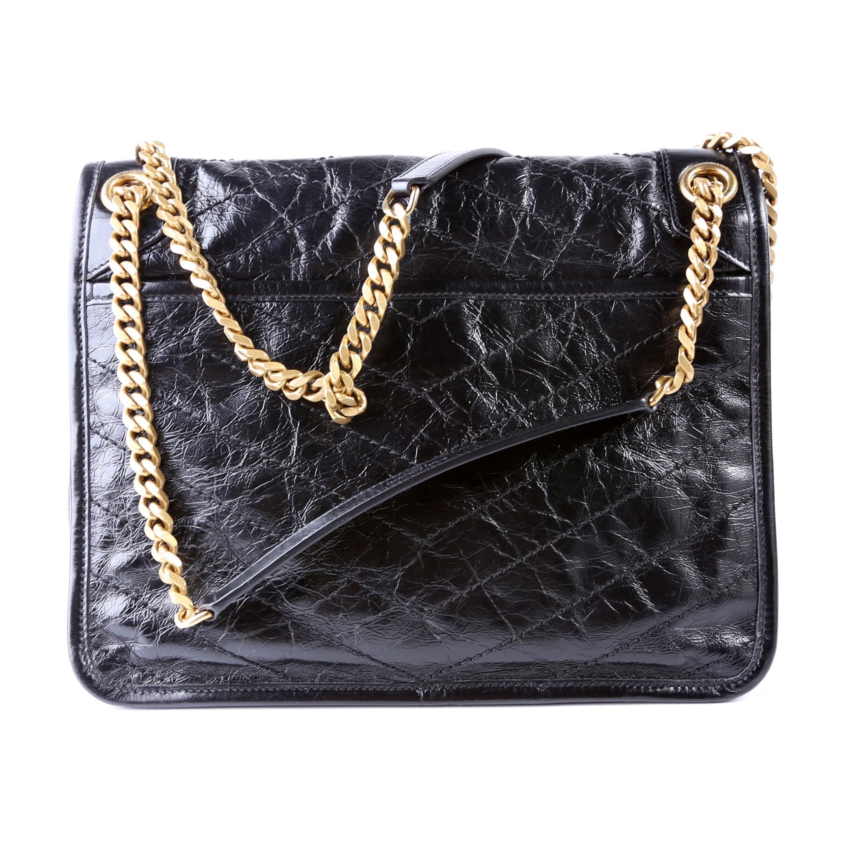 YSL Saint Laurent Niki Crinkle Bag Leather Black Medium Travel Bag