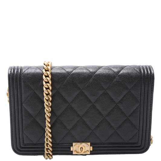 Chanel WOC Boy Caviar Black Clutch Bag Caviar Black