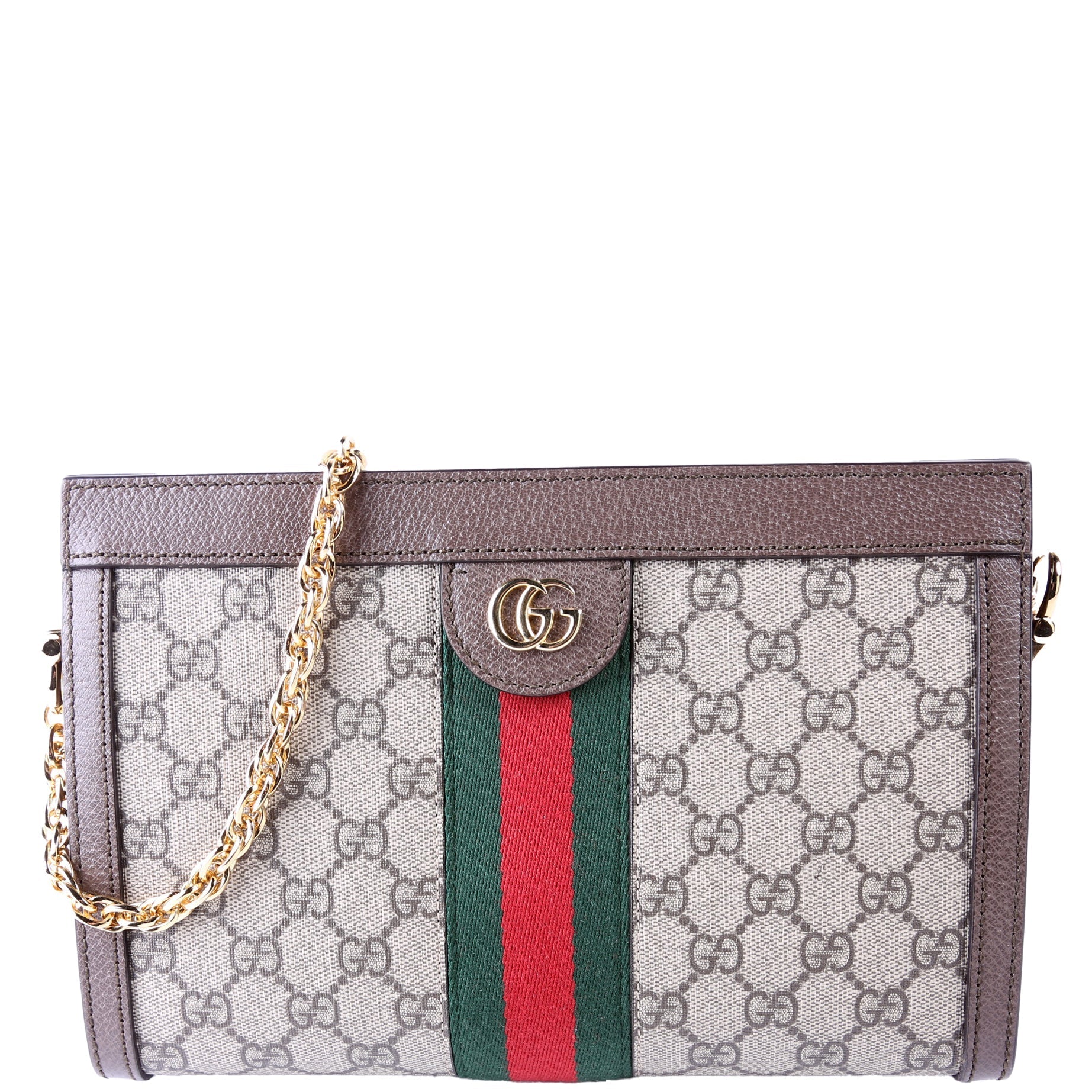 Gucci GG Supreme Ophidia Brown Small Chain Travel Bag Chain Brown