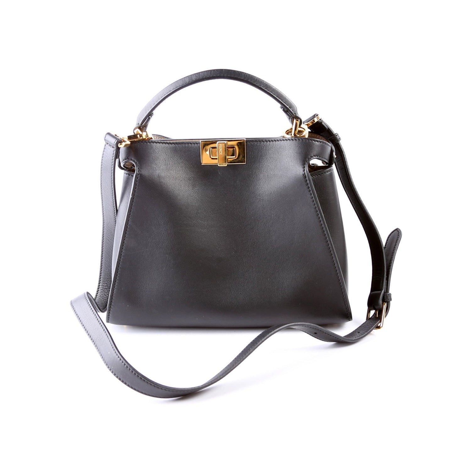 Fendi 8Bn302 Peekaboo Essentially Calfskin Bag Black Medium Travel Bag