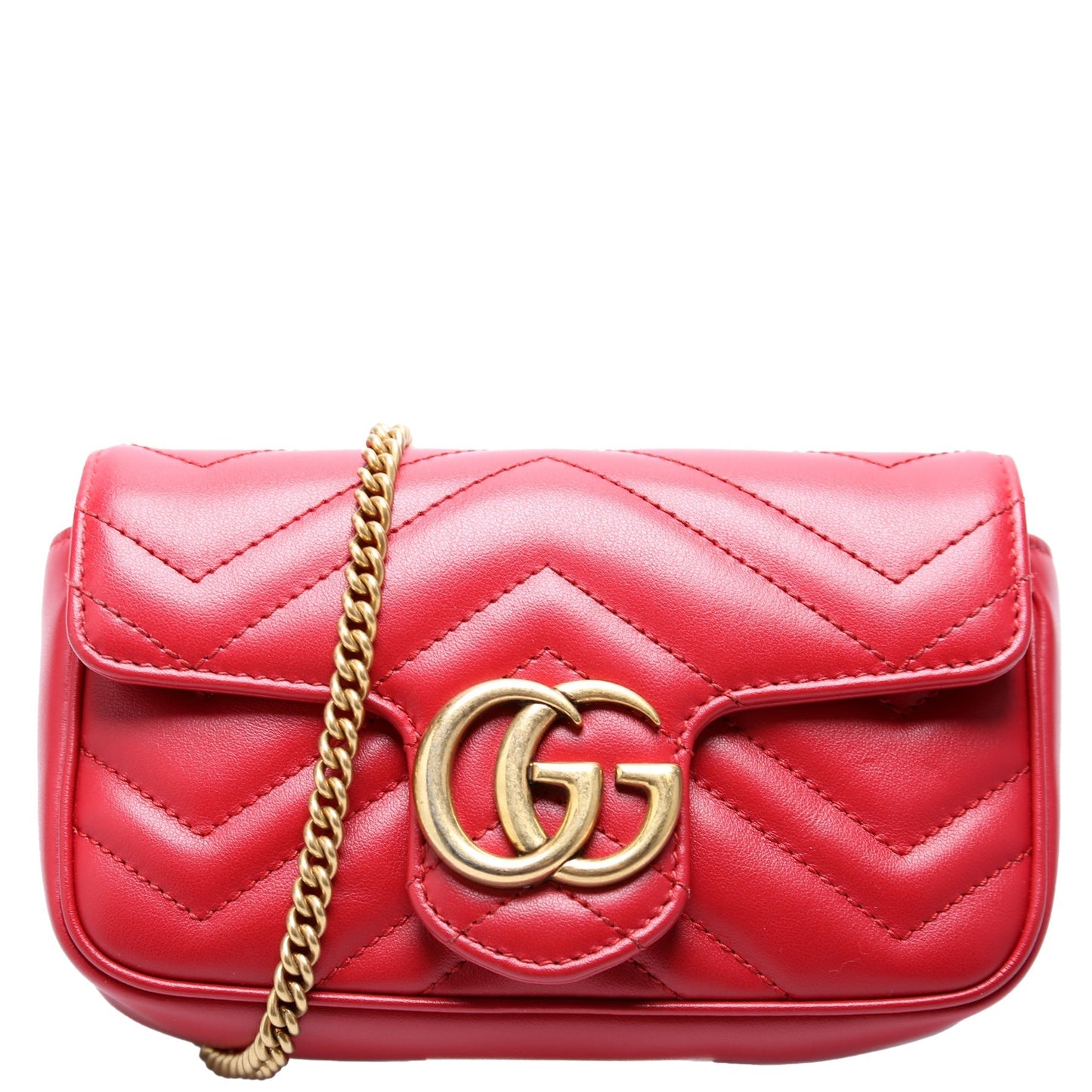 Gucci Marmont Torchon Super Leather Red Mini Flap Travel Bag
