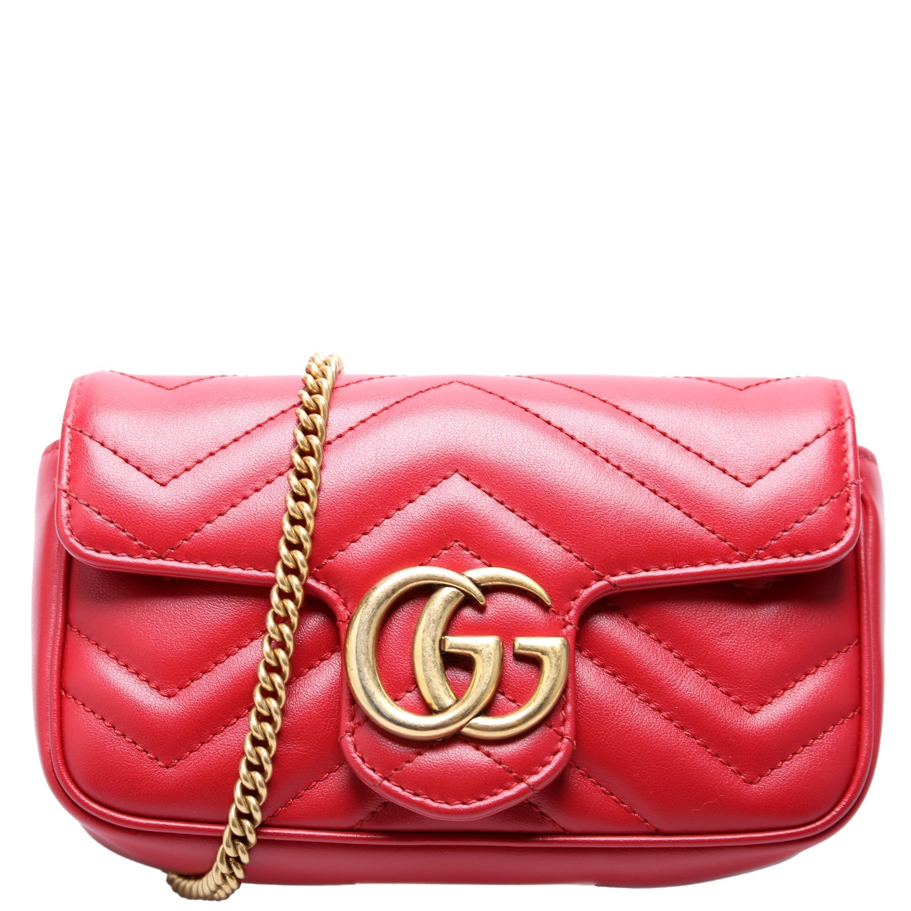 Gucci Marmont Torchon Super Leather Red Mini Flap Travel Bag
