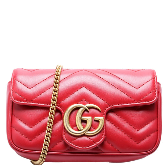 Gucci Marmont Torchon Super Leather Red Mini Flap Travel Bag