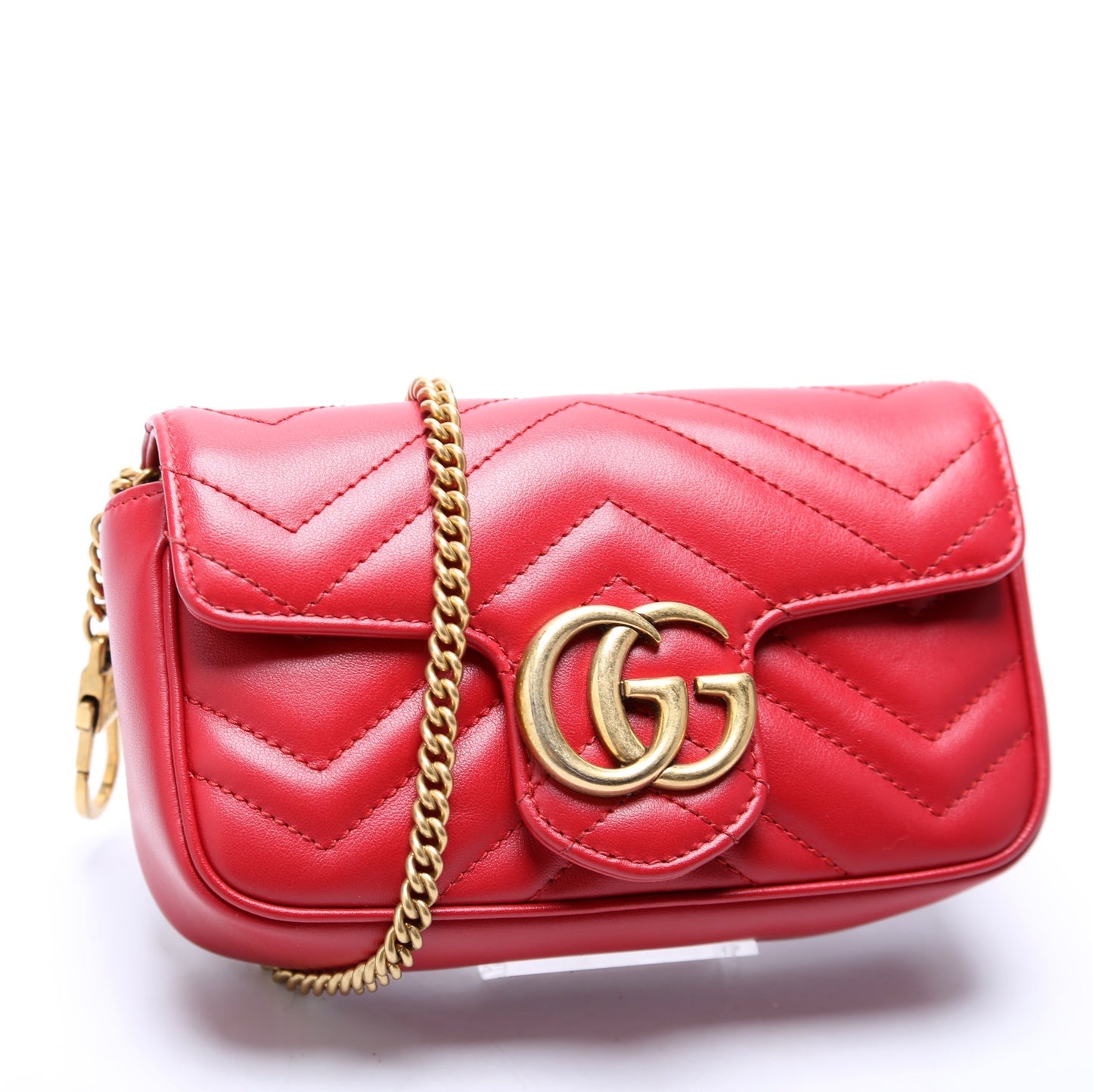 Gucci Marmont Torchon Super Leather Red Mini Flap Travel Bag