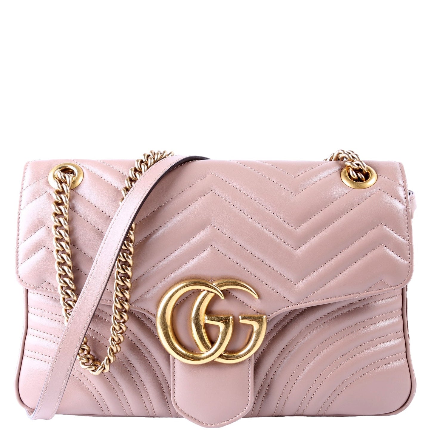 Gucci Marmont Leather Tan Medium Shoulder Bag