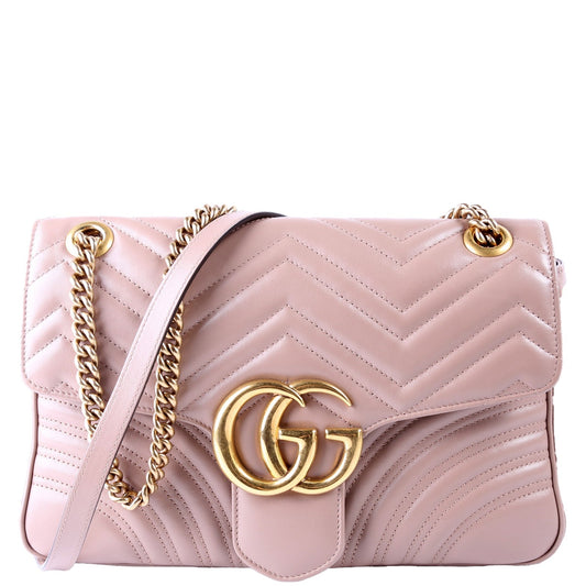 Gucci Marmont Leather Tan Medium Shoulder Bag
