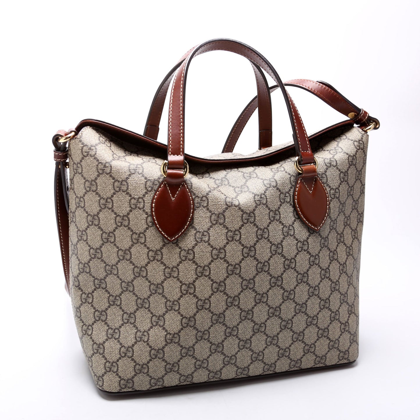 Gucci GG Supreme Fold Over Brown Tote Bag