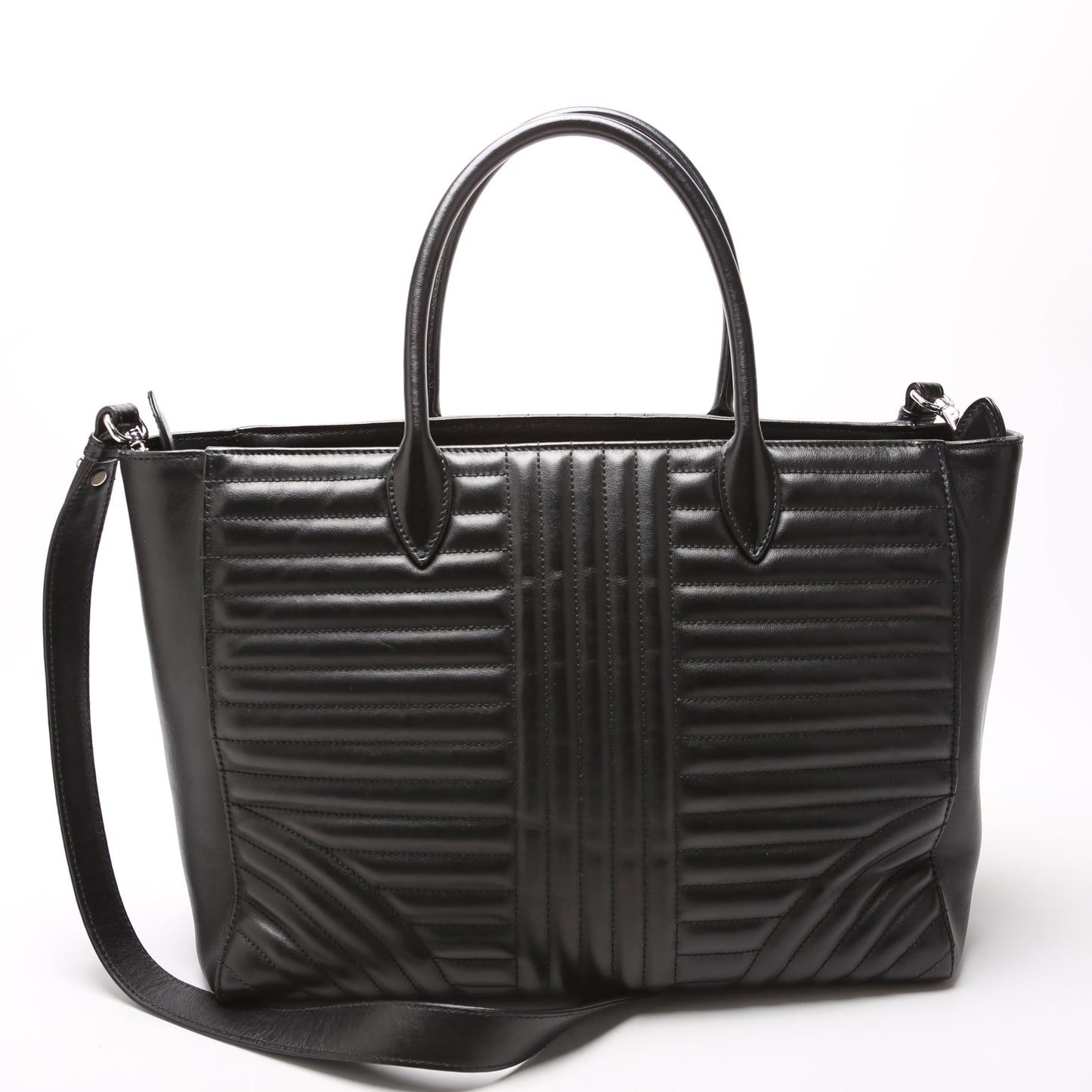 Prada Calfskin Diagramme Tote Bag Quilted Black