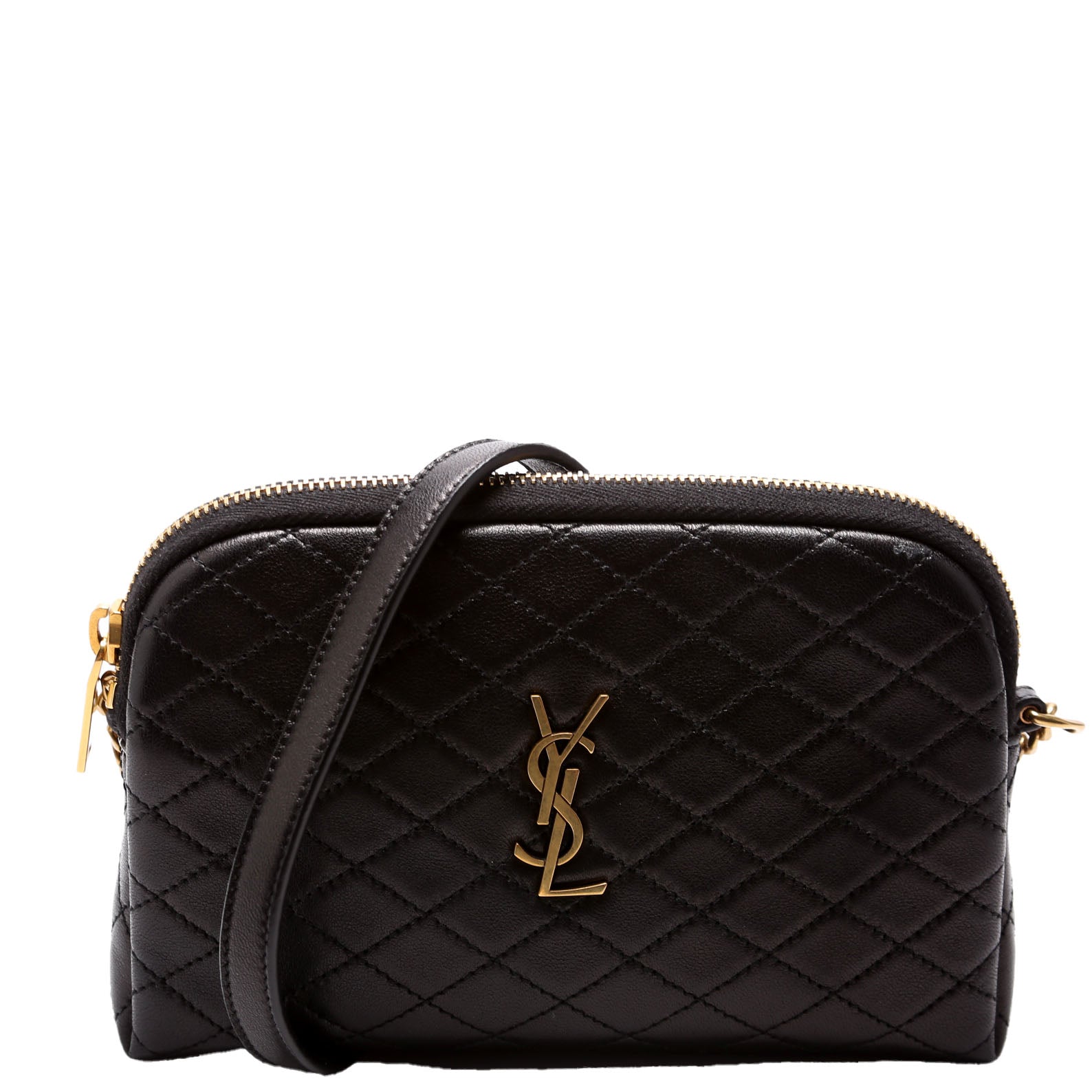 YSL Saint Laurent Saint Laurent Gaby Zip Pouch Lambskin Bag Quilted Black Travel Bag
