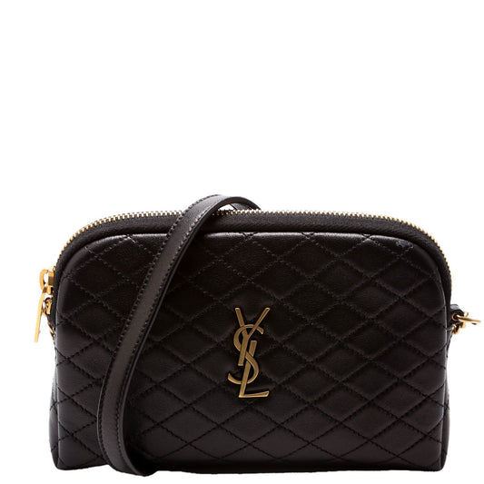 YSL Saint Laurent Saint Laurent Gaby Zip Pouch Lambskin Bag Quilted Black Travel Bag