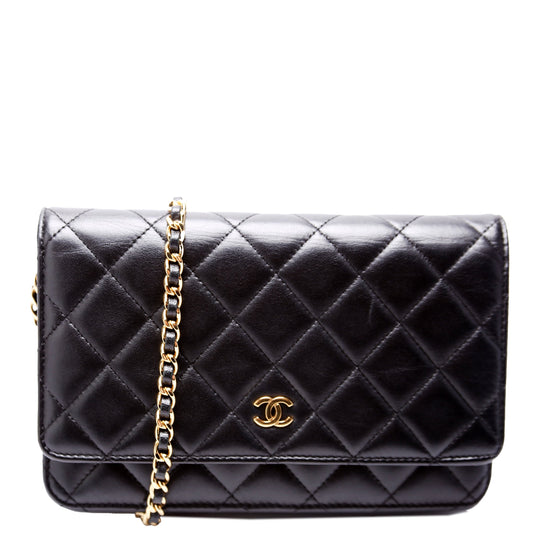 Chanel WOC Classic Quilted Lambskin Black Clutch Bag