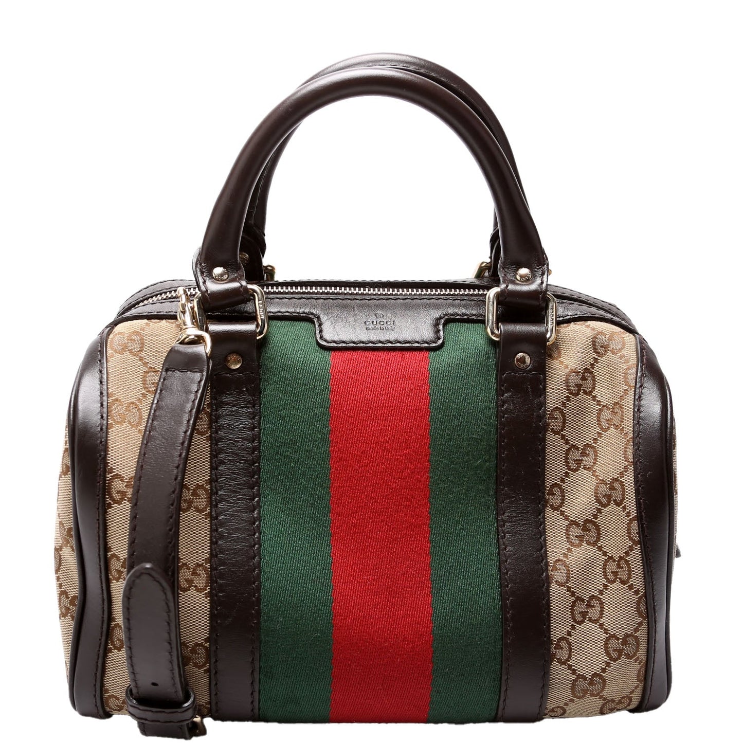 Gucci GG Boston Canvas Brown Small Travel Bag