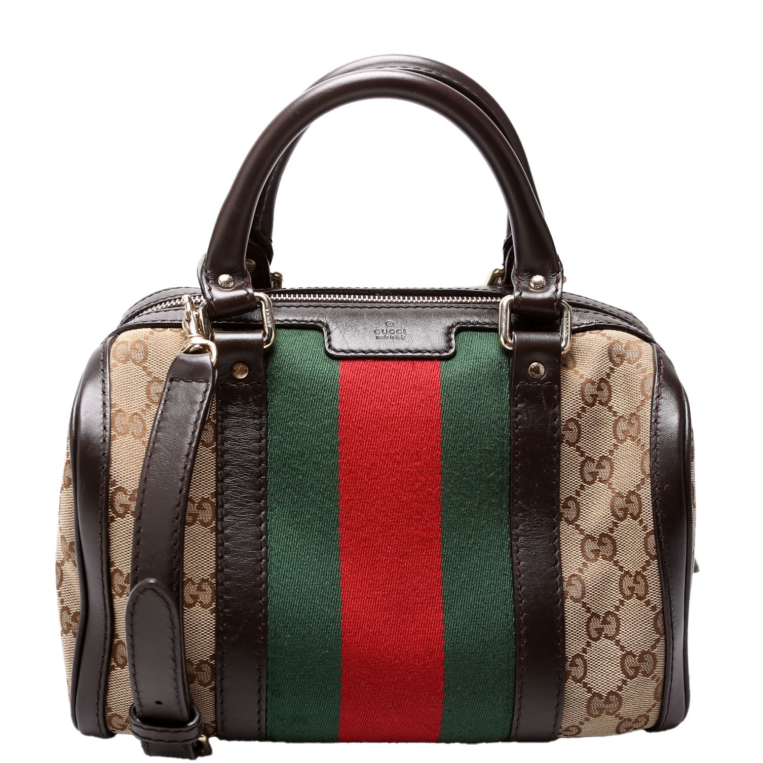 Gucci GG Boston Canvas Brown Small Travel Bag