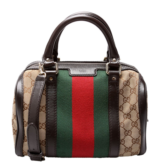 Gucci GG Boston Canvas Brown Small Travel Bag