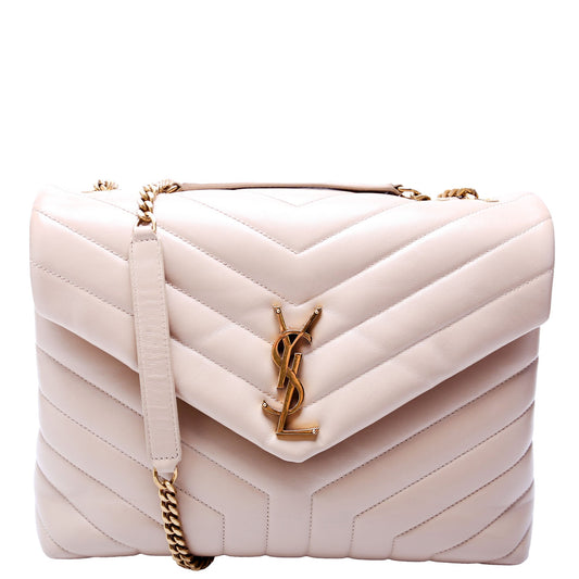 YSL Saint Laurent Loulou Bag Quilted Tan Medium Travel Bag