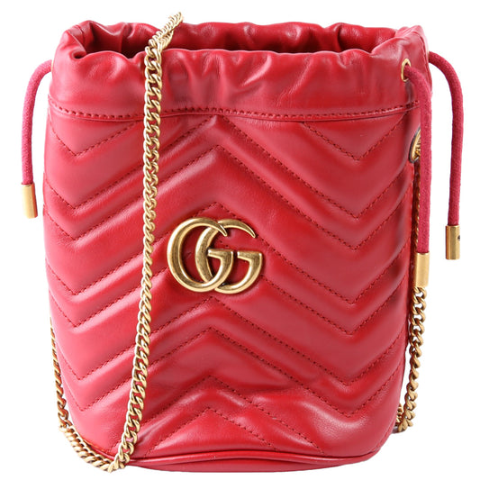 Gucci Marmont Red Mini Bucket Bag Red 1