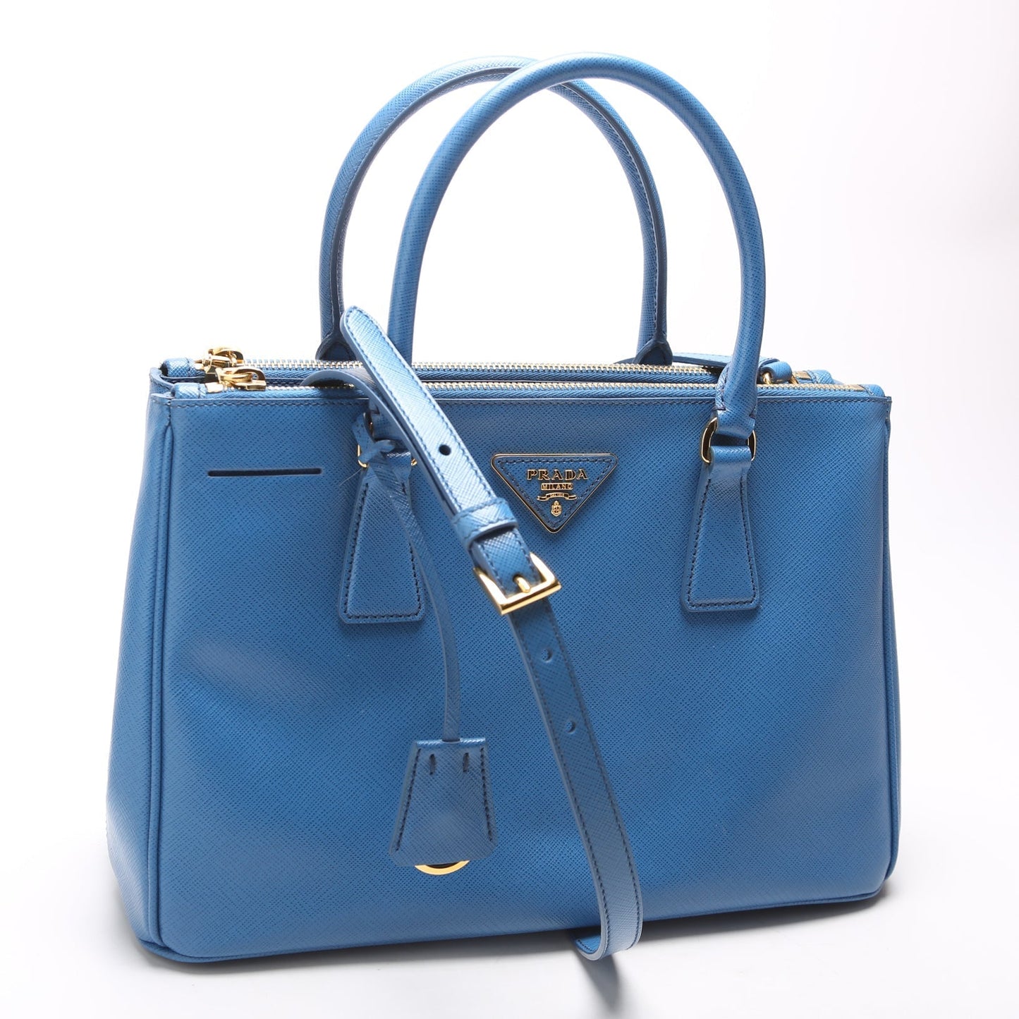 Prada Saffiano Galleria Bag Blue Small Travel Bag